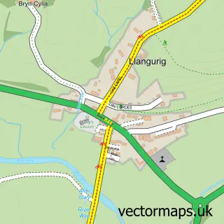 Street map sample of Llangurig, Powys
