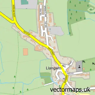 Street map sample of Llangwm, Dyfed