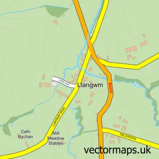 Street map sample of Llangwm, Gwent