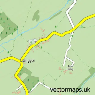 Street map sample of Llangybi, Gwynedd
