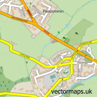 Street map sample of Llangynidr, Powys
