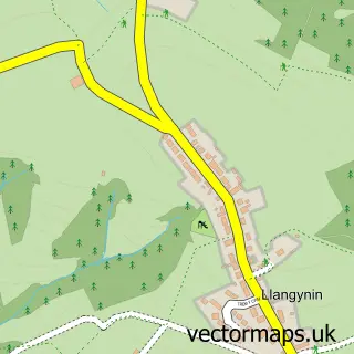 Street map sample of Llangynin, Dyfed
