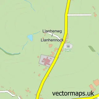 Street map sample of Llanhennock, Gwent
