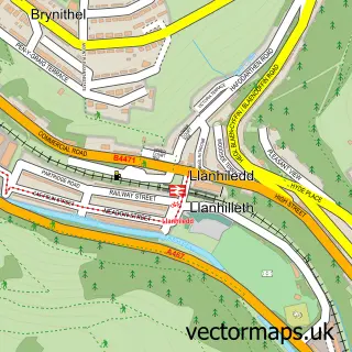 Street map sample of Llanhilleth, Gwent