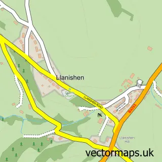 Street map sample of Llanishen, Gwent