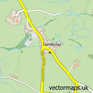 Street map sample of Llanllechid, Gwynedd