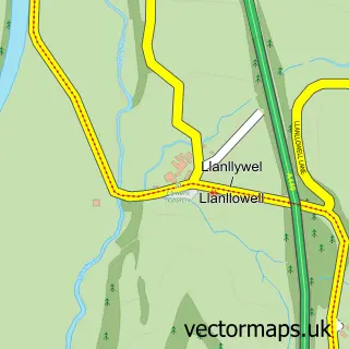 Street map sample of Llanllowell, Gwent