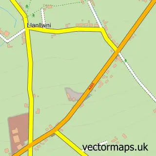 Street map sample of Llanllwni, Dyfed