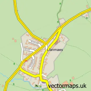 Street map sample of Llanmaes, South Glamorgan