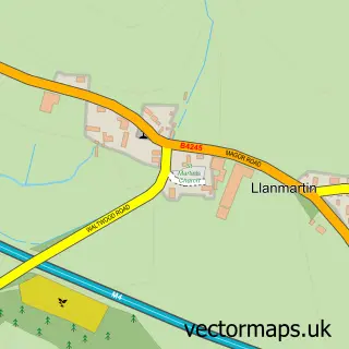 Street map sample of Llanmartin, Gwent