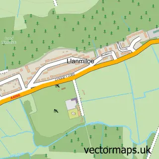 Street map sample of Llanmiloe, Dyfed