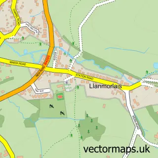 Street map sample of Llanmorlais, West Glamorgan