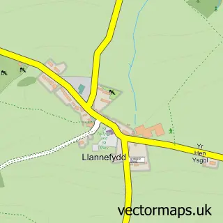 Street map sample of Llannefydd, Clwyd