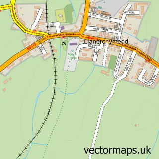 Street map sample of Llannerch-y-Medd, Gwynedd