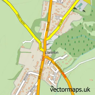 Street map sample of Llannon, Dyfed