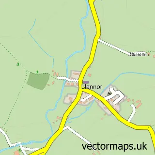 Street map sample of Llannor, Gwynedd
