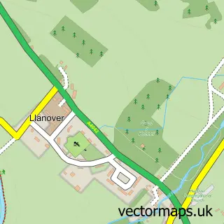 Street map sample of Llanover, Gwent