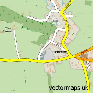 Street map sample of Llanrhidian, West Glamorgan