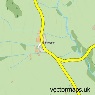 Street map sample of Llanrosser, Herefordshire
