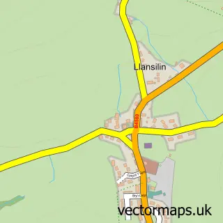 Street map sample of Llansilin, Powys