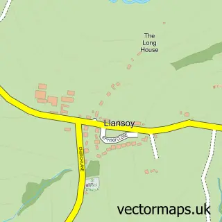 Street map sample of Llansoy, Gwent