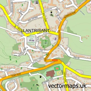 Street map sample of Llantrisant, Mid Glamorgan