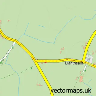 Street map sample of Llantrisant, Gwynedd