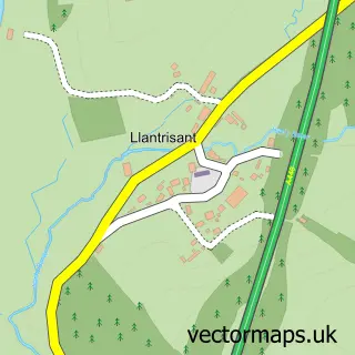 Street map sample of Llantrisant, Gwent