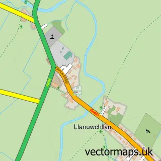 Street map sample of Llanuwchllyn, Gwynedd