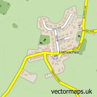 Street map sample of Llanvaches, Gwent