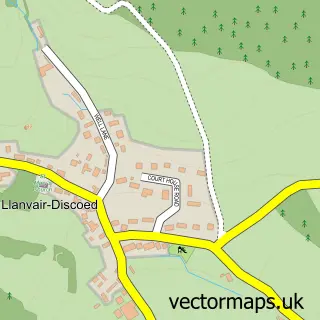Street map sample of Llanvair-Discoed, Gwent