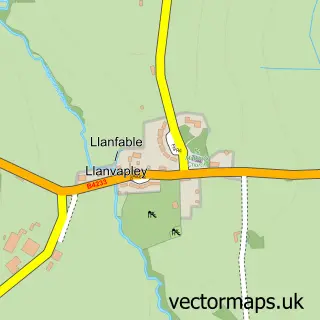 Street map sample of Llanvapley, Gwent