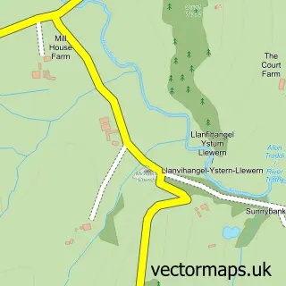 Street map sample of Llanvihangel Ystern Llewern, Gwent