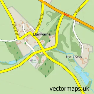 Street map sample of Llanwarne, Herefordshire