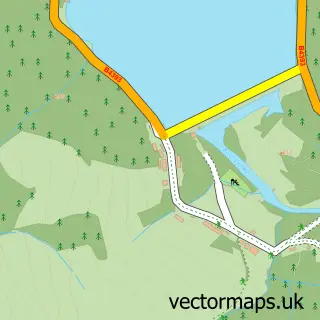 Street map sample of Llanwddyn, Powys