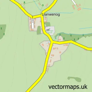Street map sample of Llanwenog, Dyfed