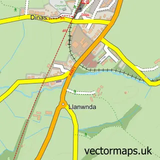 Street map sample of Llanwnda, Gwynedd