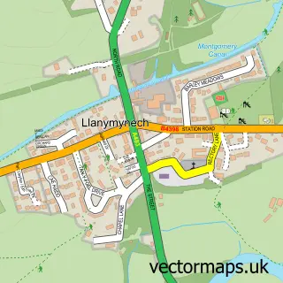 Street map sample of Llanymynech, Shropshire