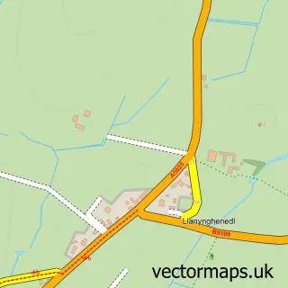 Street map sample of Llanynghenedl, Gwynedd