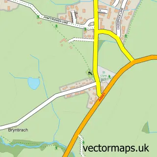 Street map sample of Llanyre, Powys