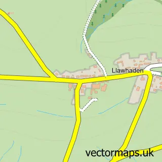Street map sample of Llawhaden, Dyfed