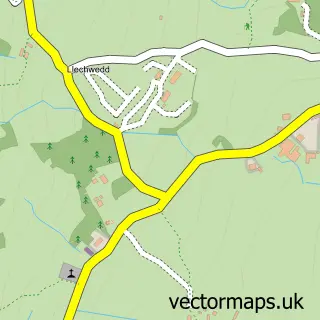 Street map sample of Llechwedd, Clwyd