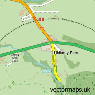 Street map sample of Llidiart y Parc, Clwyd