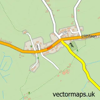 Street map sample of Llithfaen, Gwynedd