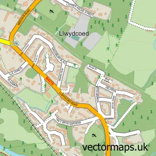 Street map sample of Llwydcoed, Mid Glamorgan