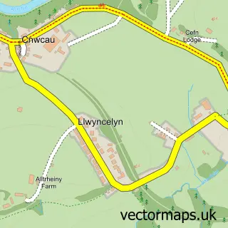 Street map sample of Llwyncelyn, Dyfed