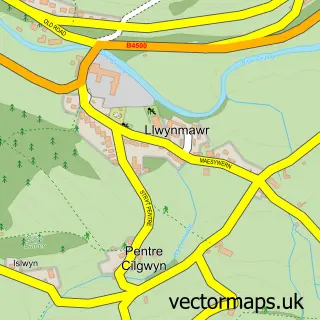 Street map sample of Llwynmawr, Clwyd