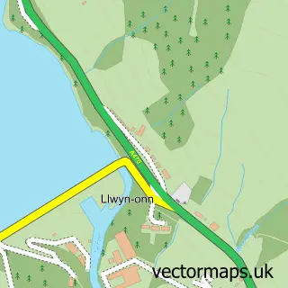 Street map sample of Llwyn-onn, Mid Glamorgan