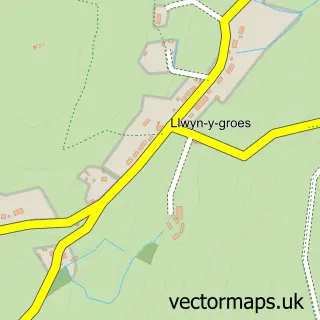 Street map sample of Llwyn-y-groes, Dyfed