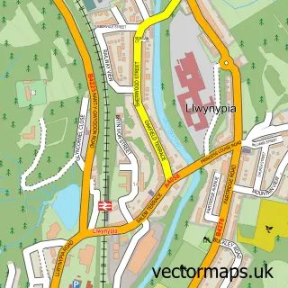 Street map sample of Llwynypia, Mid Glamorgan